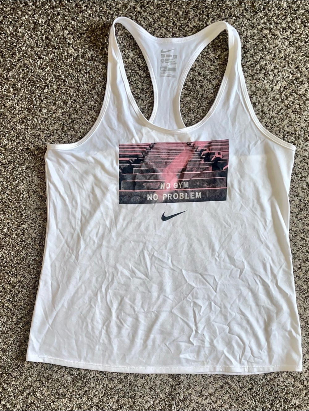 Nike White Racerback Tank with Pink Stair Graphic Size Womens XL
